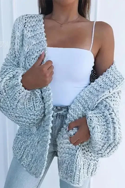 Plush Batwing Sleeve Knit Cardigan