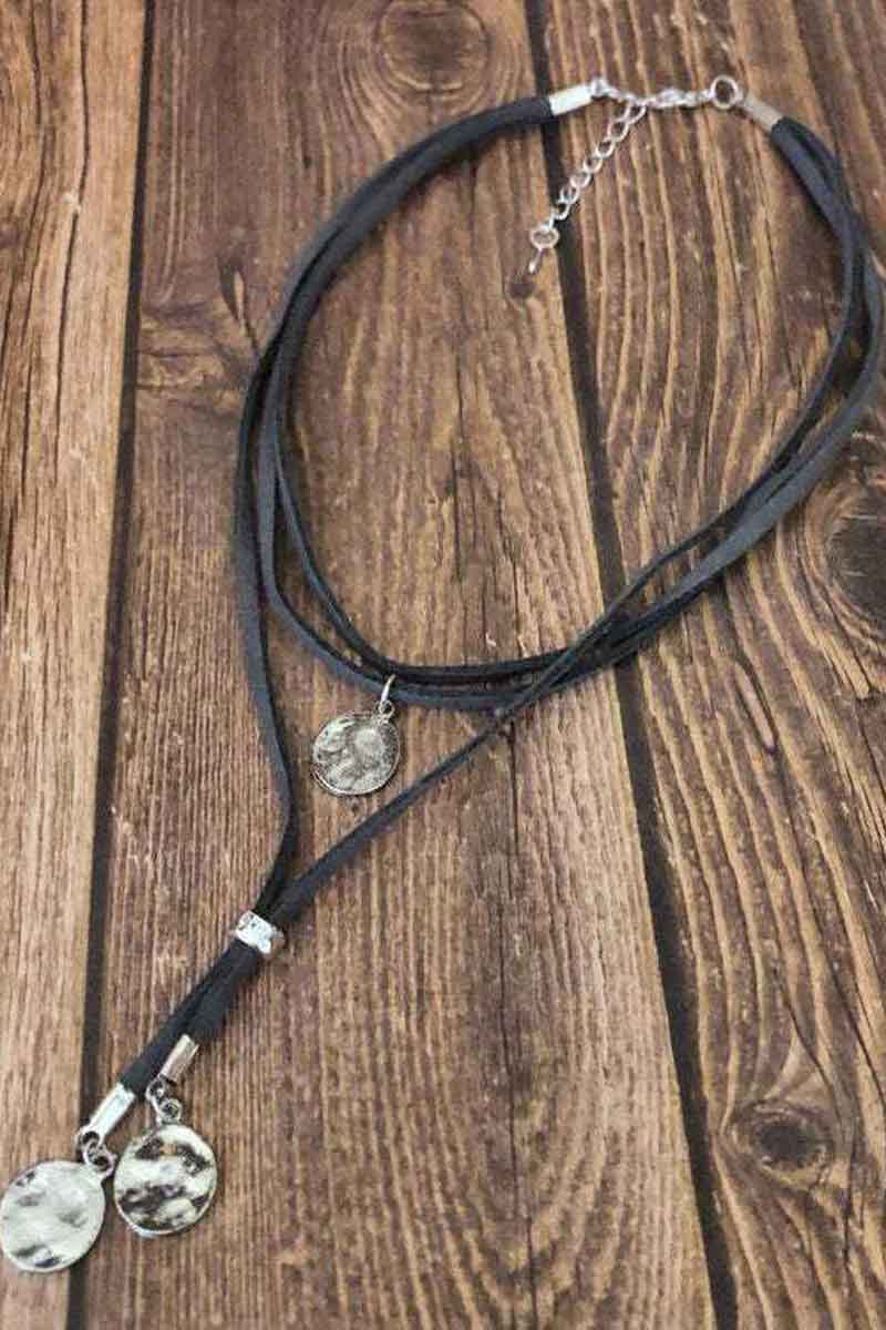 Vintage Disc Pendant Layered Necklace - Fashionpara