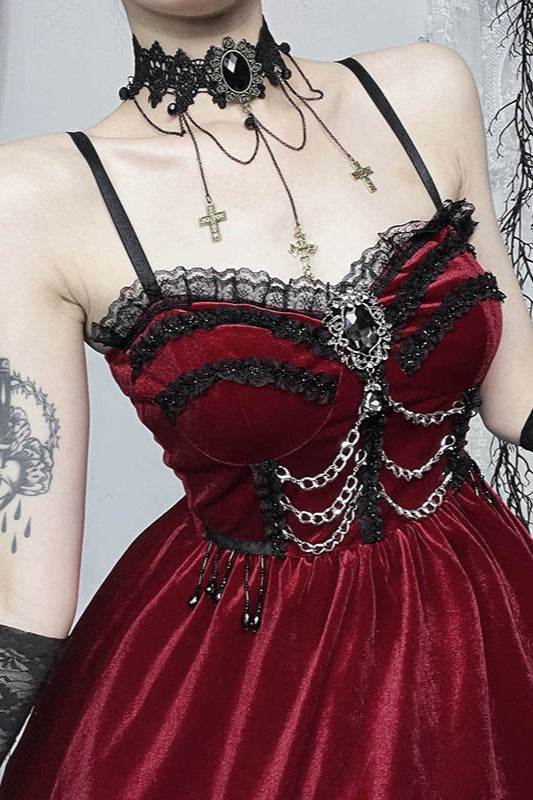 Chain Lace A‑Line Gothic Dress