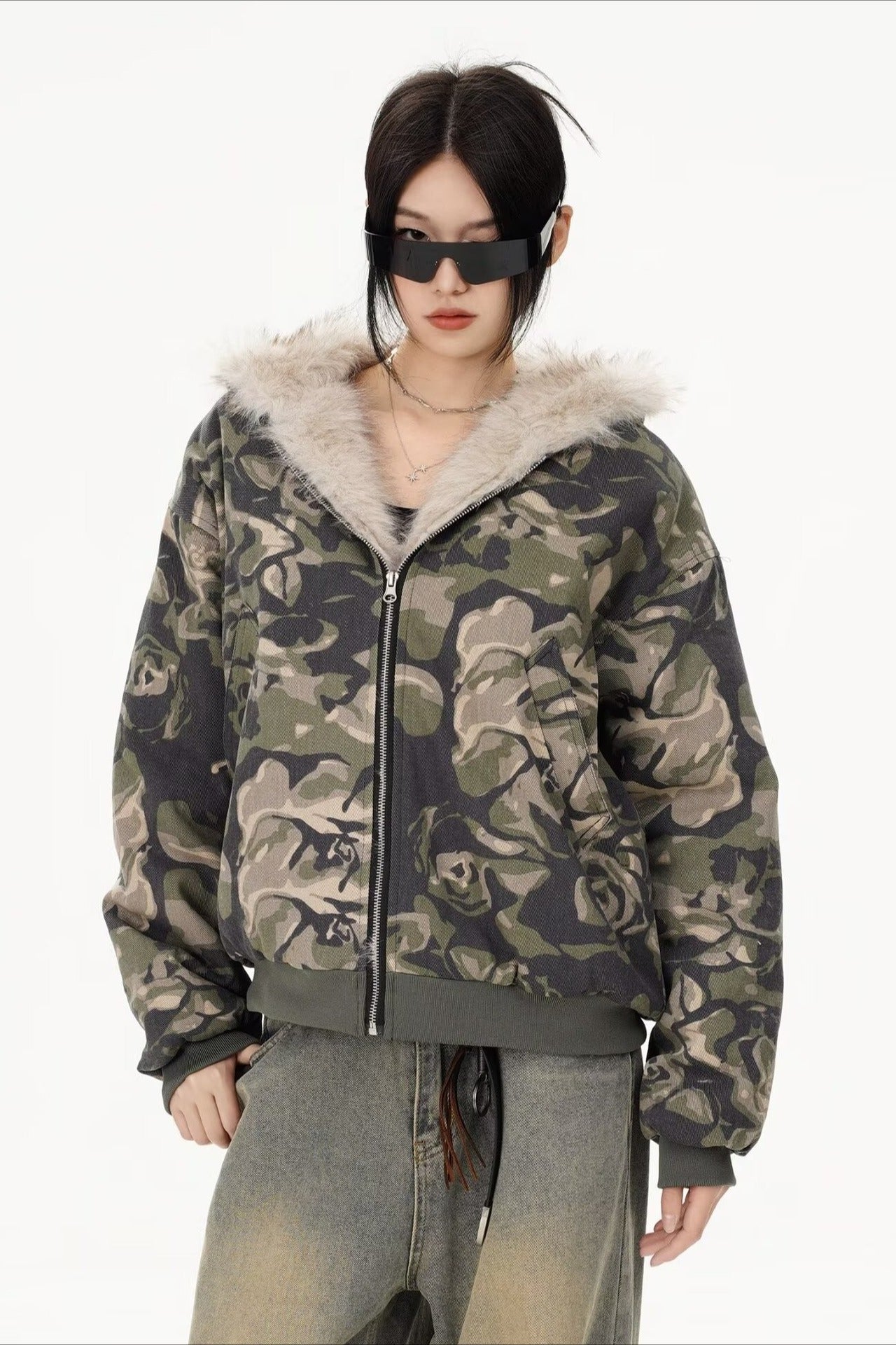 Thickened Hooded Camo Puffer Coat - Fashionpara