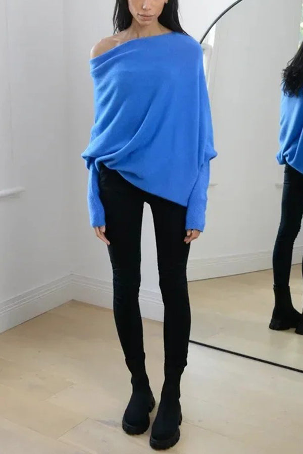 Chic Solid Color Round Neck Long Sleeve Knitted Sweater