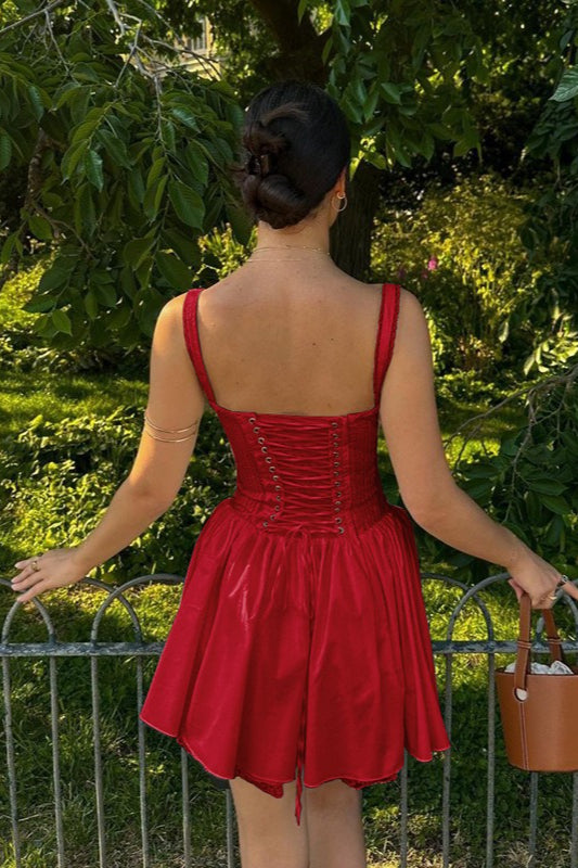 Spaghetti Strap Corset Waist Party Dress
