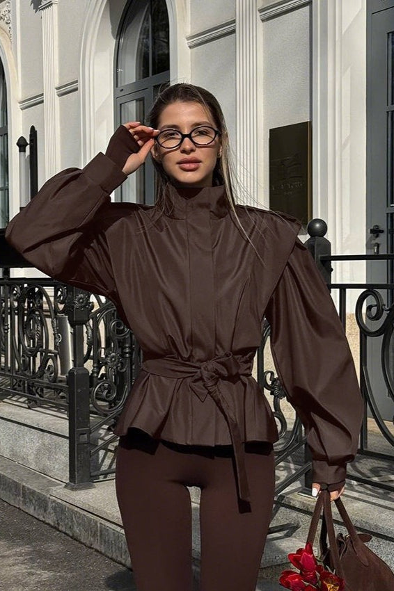 Elegant Tie-Waist Long-Sleeve Trench Coat for Sophisticated Style