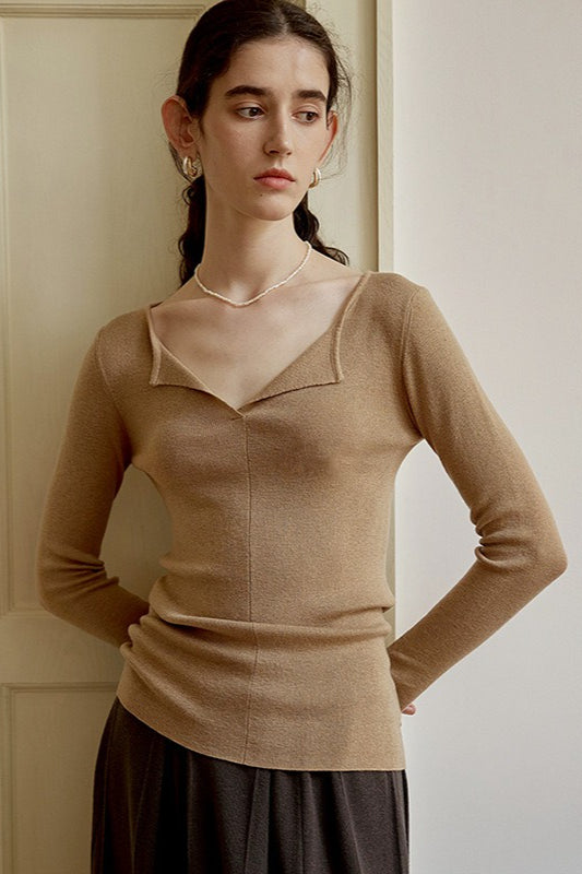 Elegant Slim Fit Wool Knit Top