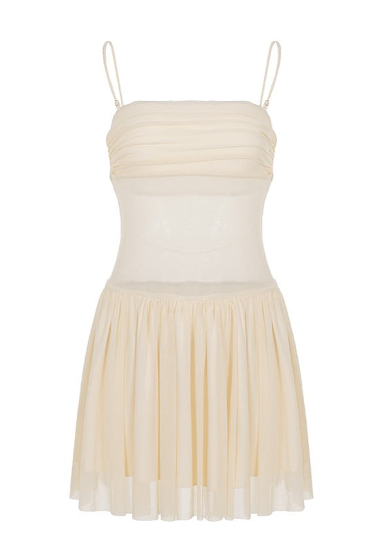 Sheer Mesh Drop Waist Tulle Skirt Mini Dress
