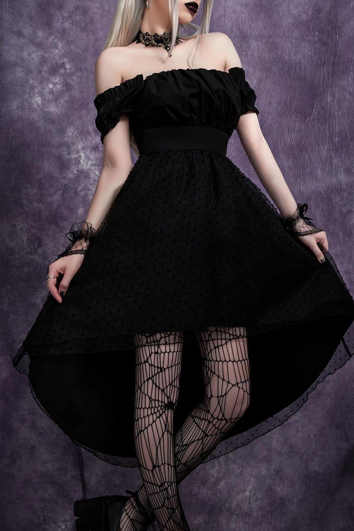 Mesh Off Shoulder Gothic Dress
