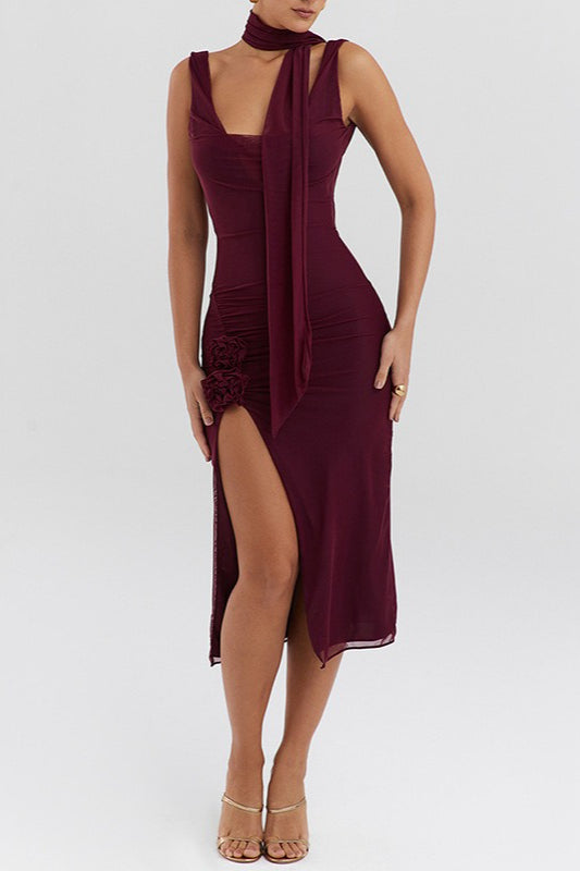 Allure Mesh Panel Slip Dress - View 5