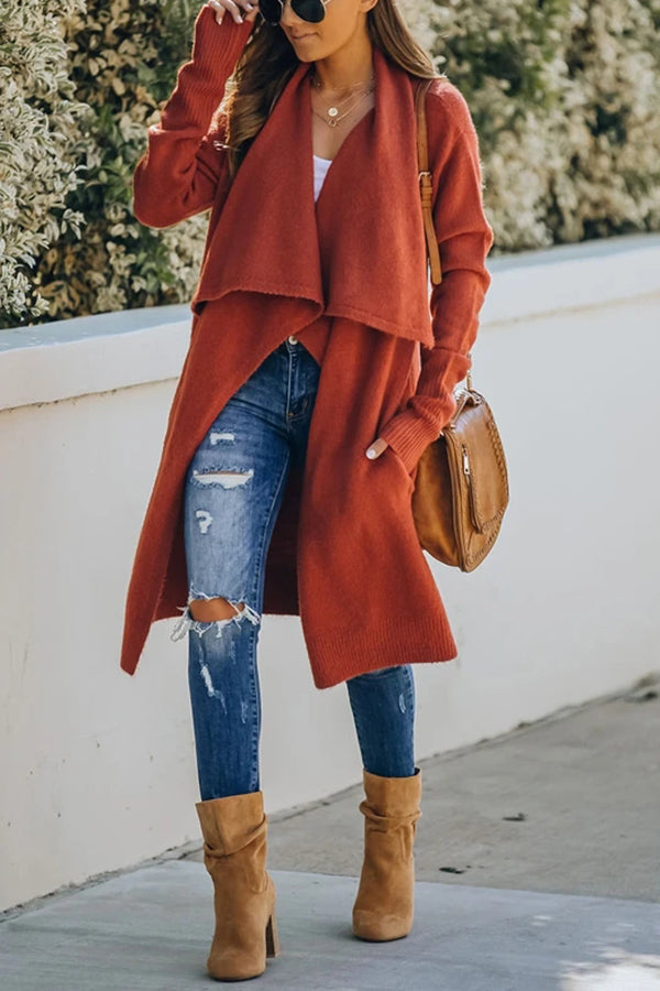 Lady Rin Oversized Drape Neckline Knit Cardigan for Comfort