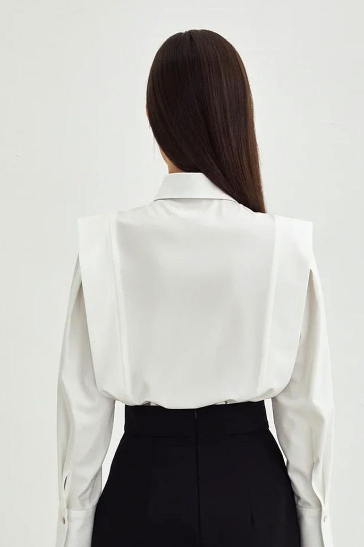 Office Chic Square Shoulder Blouse
