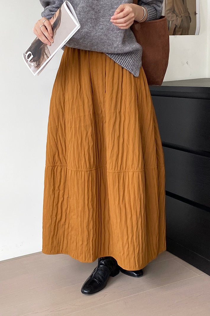 Vintage Quilted Cotton Puffer Midi Skirt