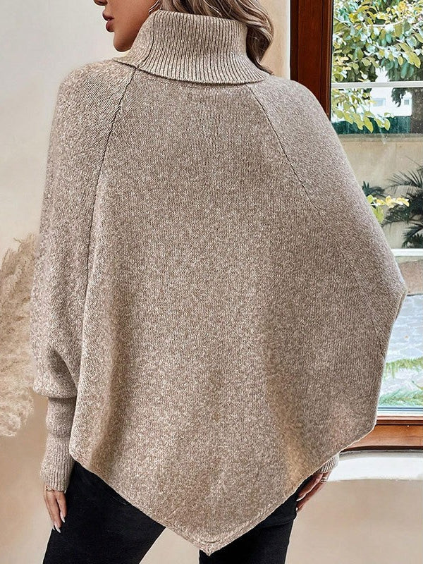 Cable Knit Batwing Sleeve Turtleneck Sweater for Cozy Style