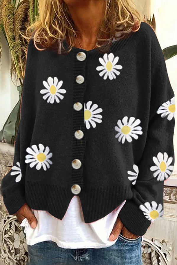 Chrysanthemum Embroidered Cardigan Coat for Elegant Style