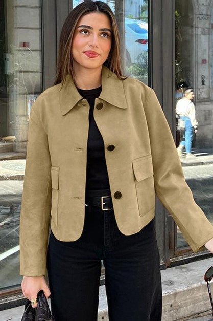 Loose Fit Suede Blazer Jacket