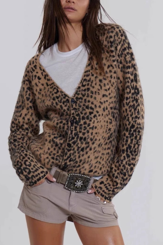 Soft Touch V-Neck Animal Cardigan for Effortless Style