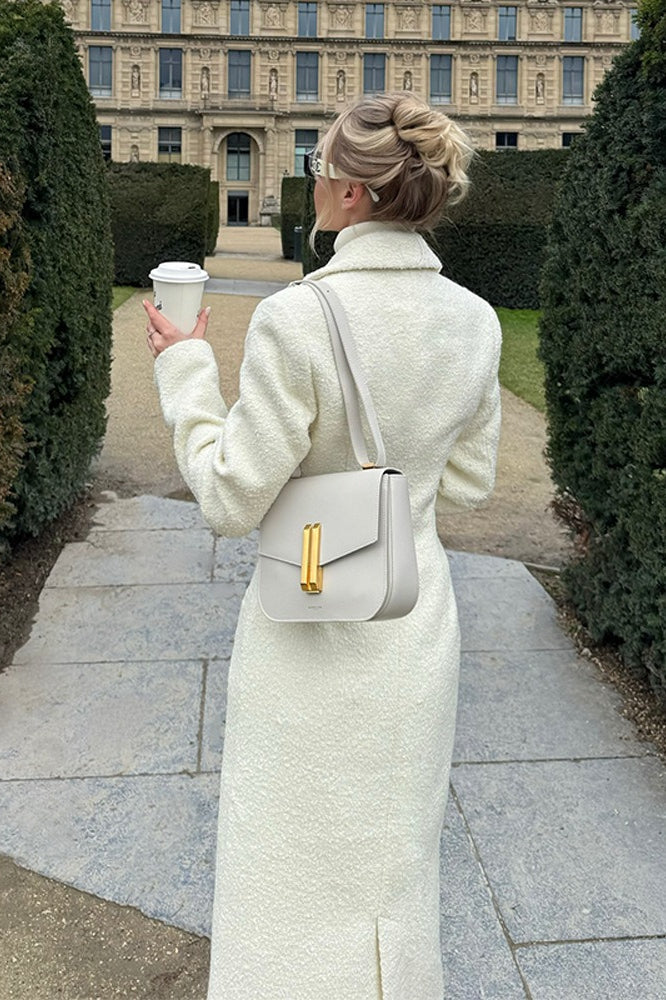 Solid Color Slim Fit Long Elegant Tailored Overcoat