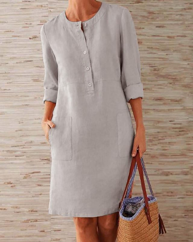 Women's Shift Dress Knee Length Dress - 3/4 Length Sleeve Summer Fall Hot Casual vacation dresses - Fashionpara