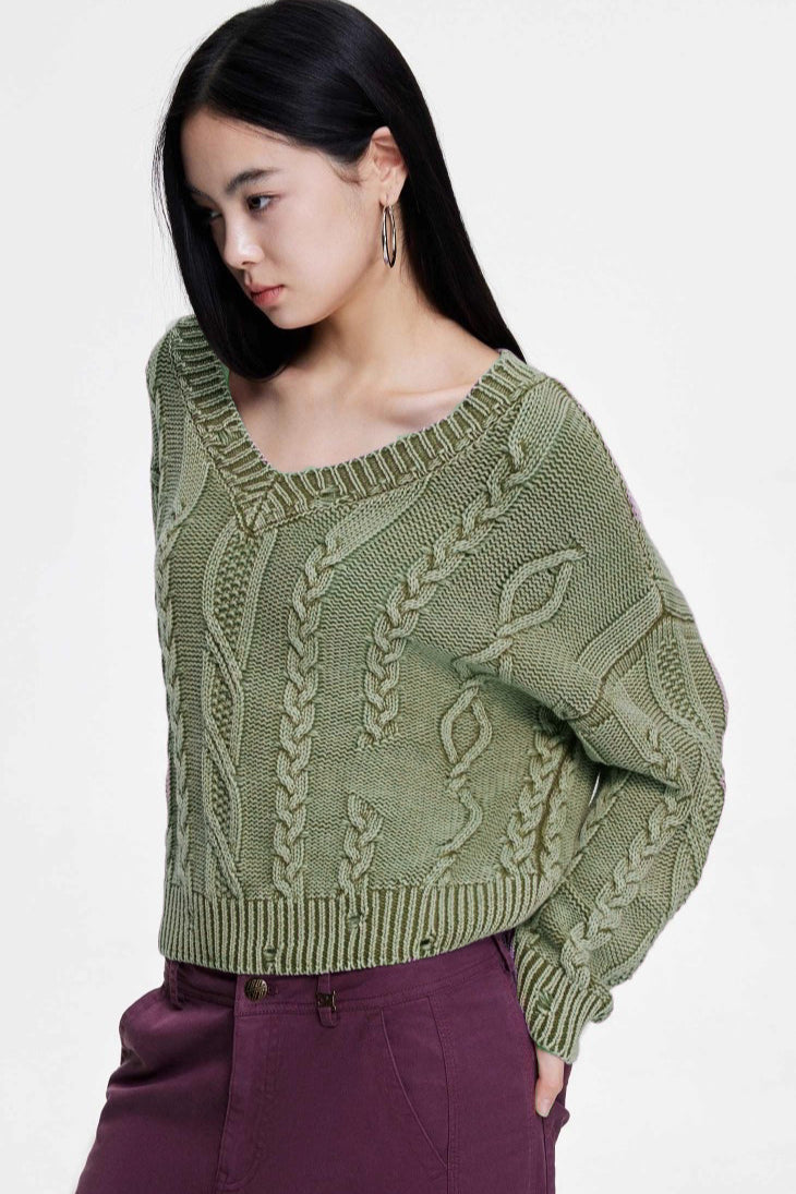 PrincessAce V-Neck Cable Knit Sweater for Effortless Style