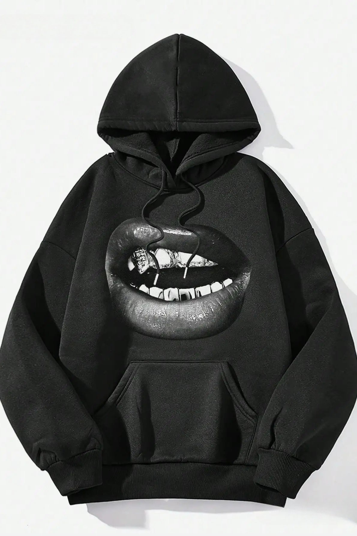 Lip Print Graphic Hoodie