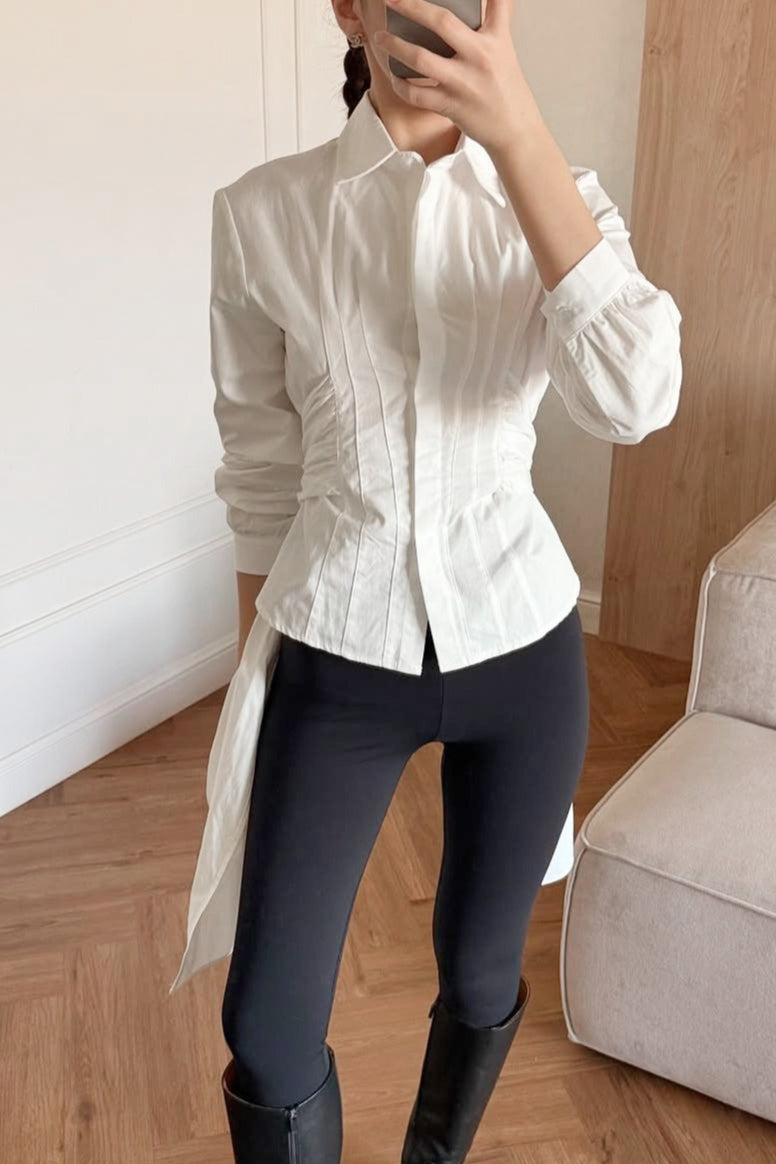 Ruched Waist Tie Back Shirt