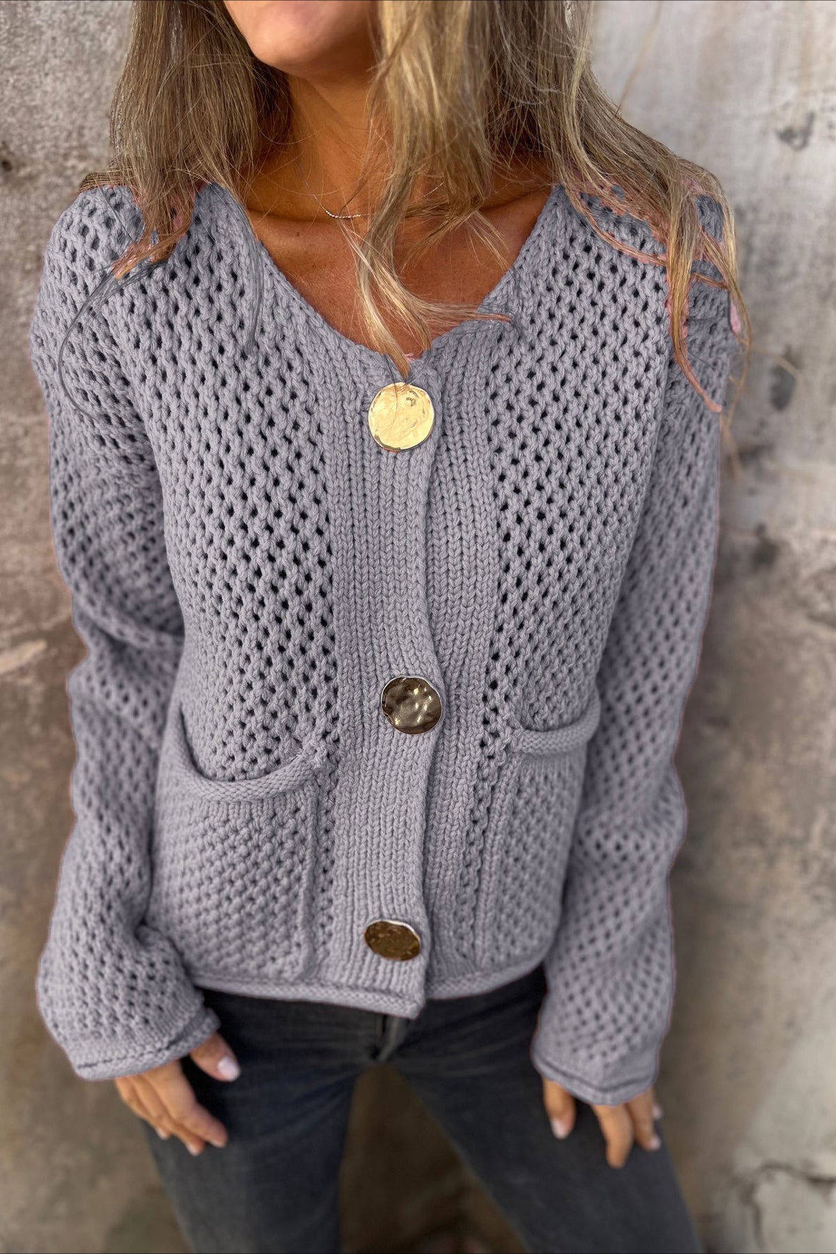 Chunky Knit Button Up Sweater