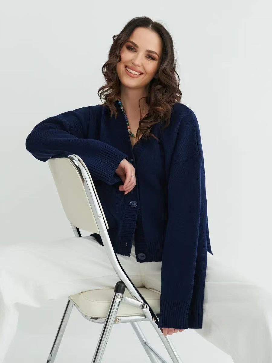 Stylish V-Neck Pocket Knit Cardigan for Effortless Chic