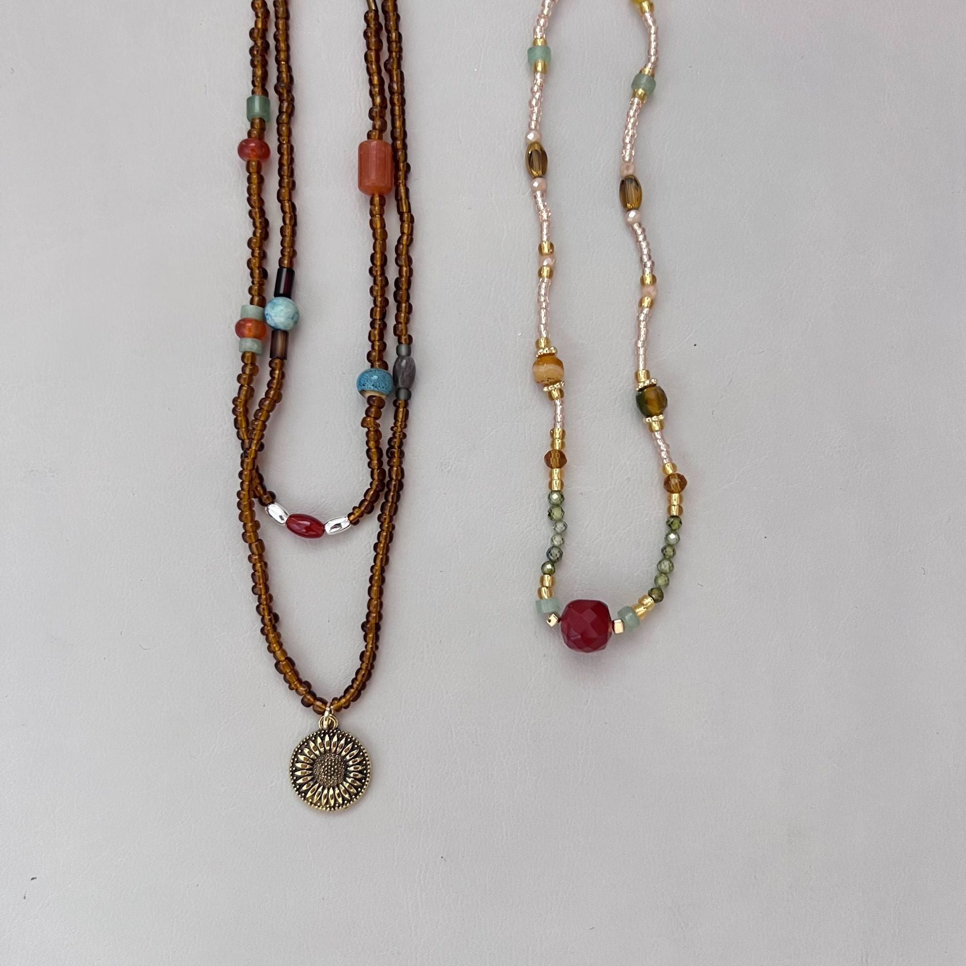 Vintage Natural Stone Double Layer Necklace