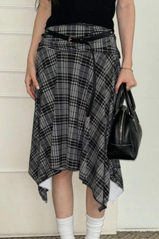 Vintage High-Waist Faux Leather Midi Skirt
