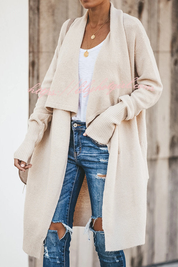 Lady Rin Oversized Drape Neckline Knit Cardigan for Comfort