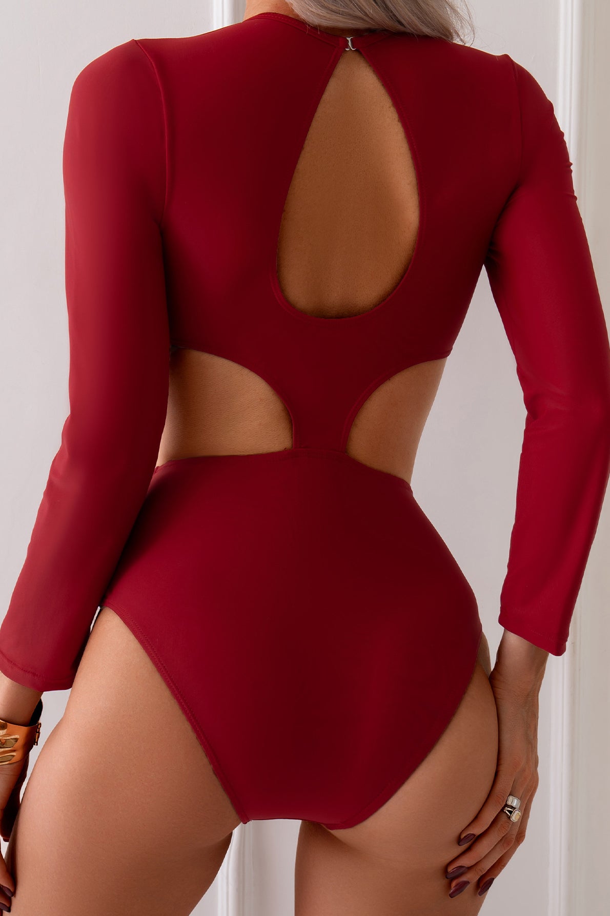 Backless Hollow Long Sleeve One Piece Set
