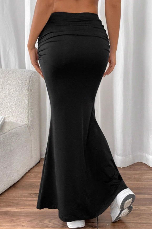 Ruched Fishtail Maxi Skirt