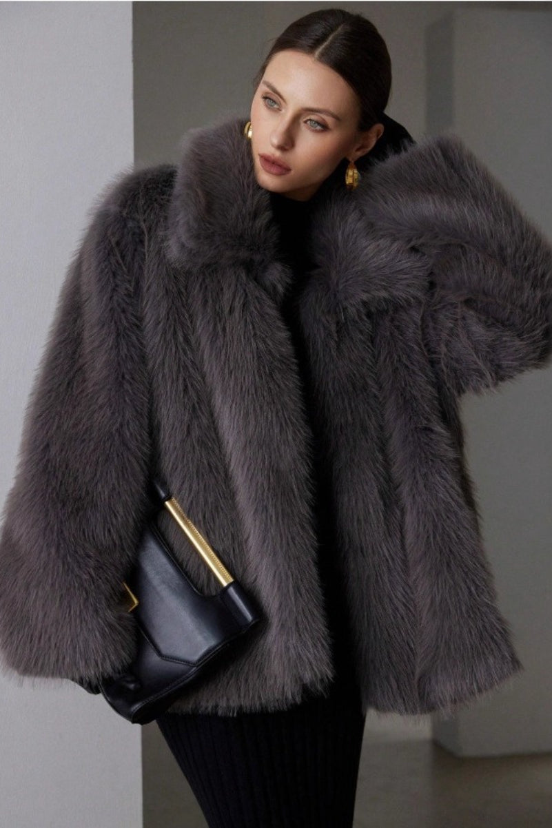 Luxe Solid Faux Fur Winter Coat - Fashionpara