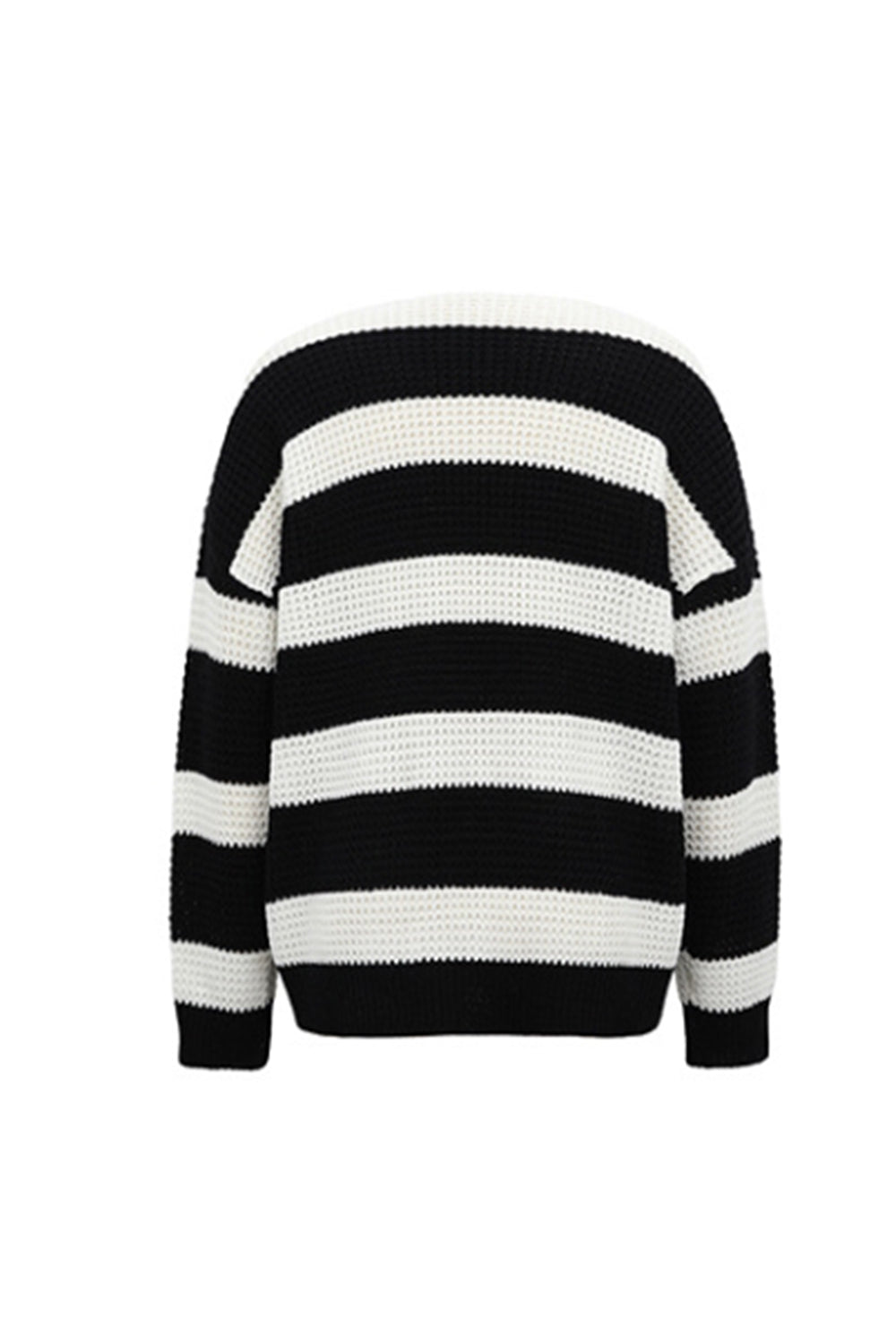 RadyRin V-Neck Striped Waffle Sweater for Stylish Comfort