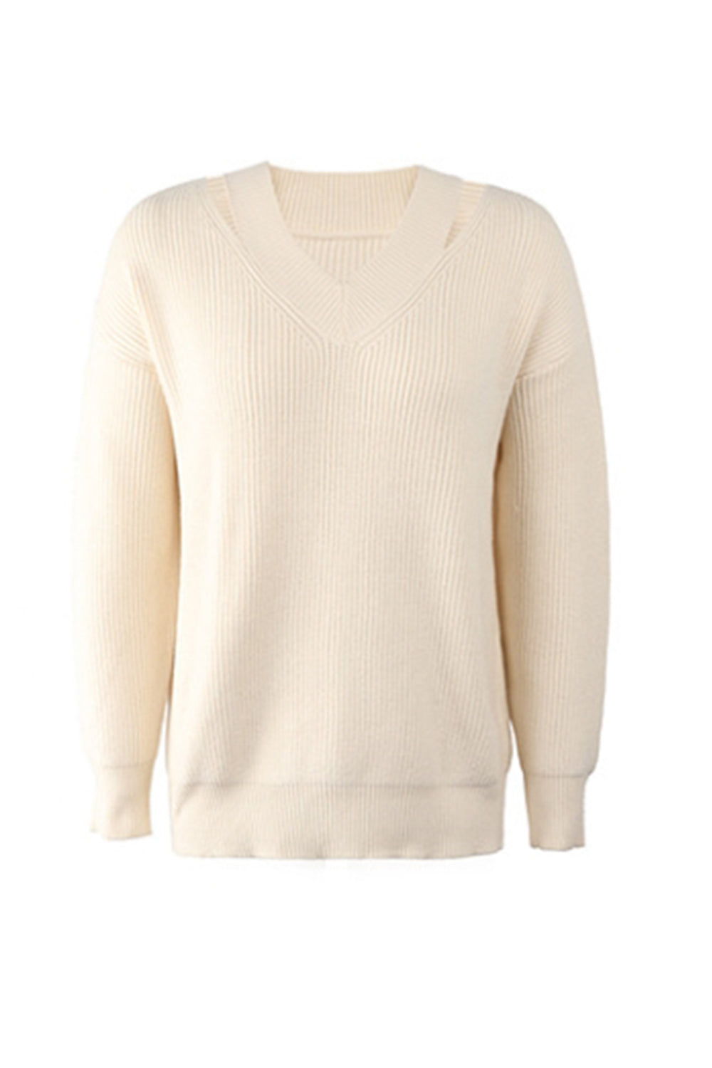 RadyRin V-Neck Solid Color Sweater for Effortless Style