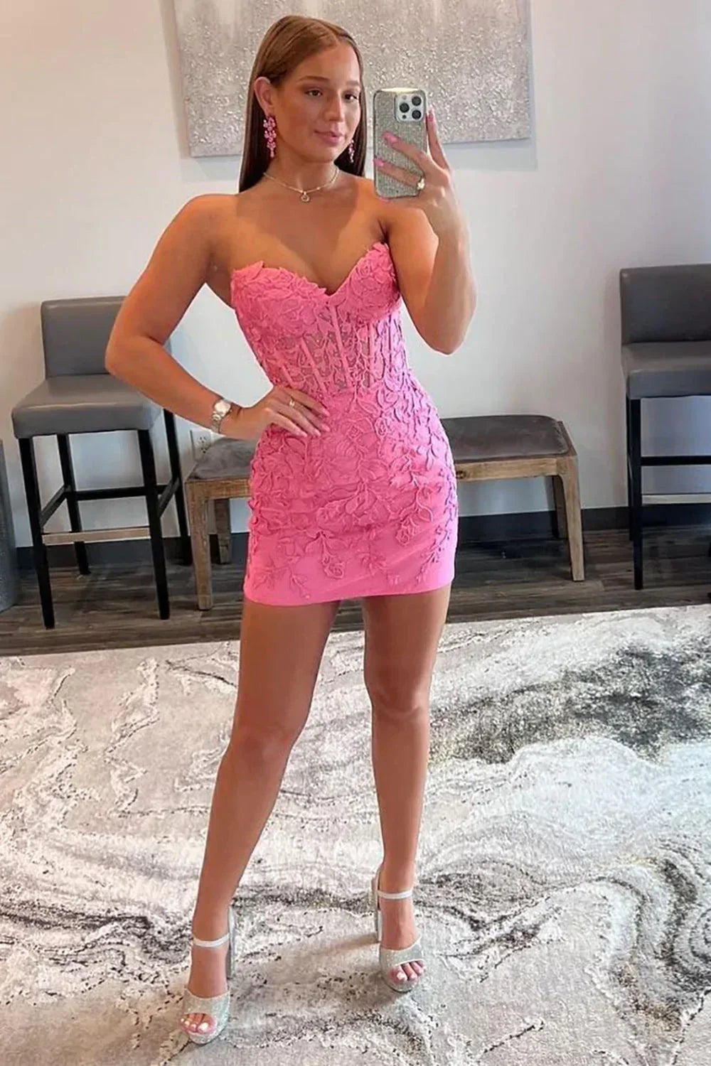 Cute Blue Sweetheart Short Tight Homecoming Dress