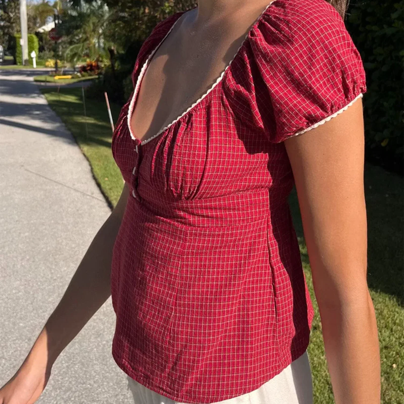 Cottage Plaid Short Crop Top