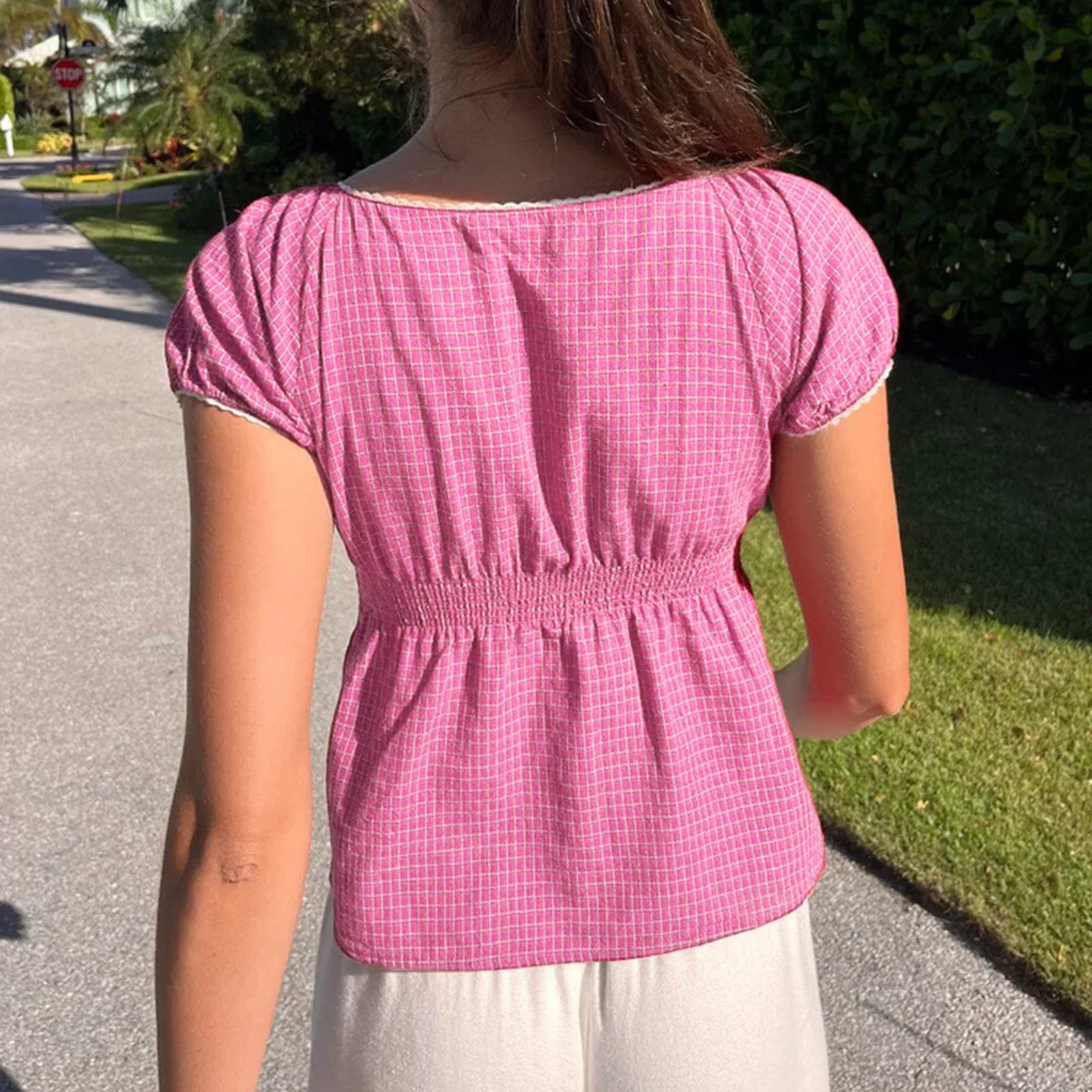 Cottage Plaid Short Crop Top