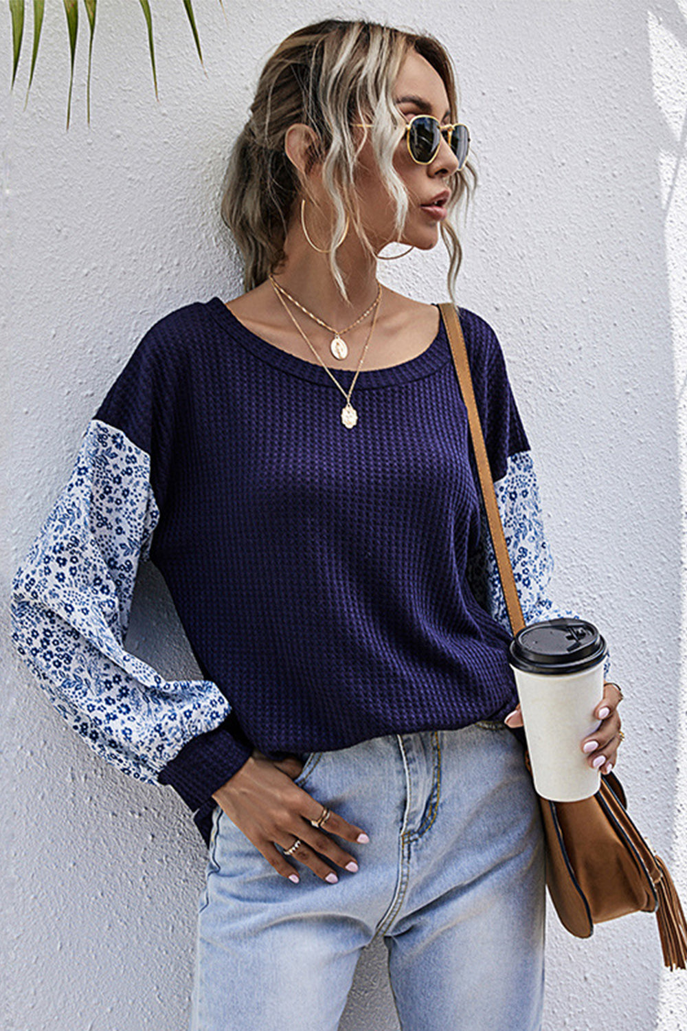 RadyRin Patchwork Long Sleeve Sweater for Effortless Style