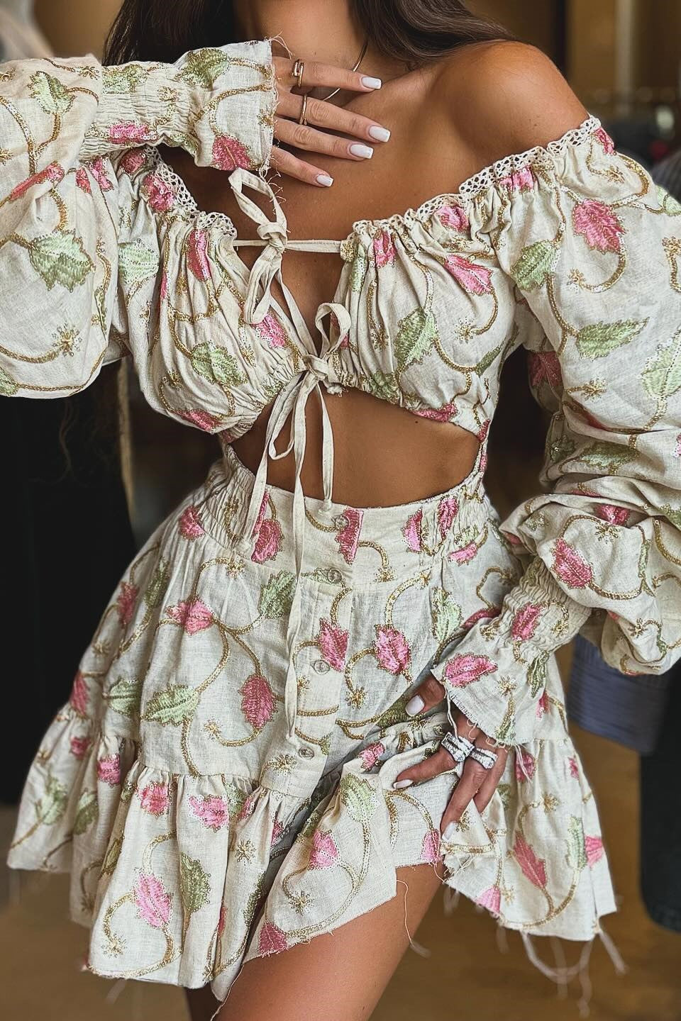 Cutout Lace Off-the-Shoulder Mini Dress