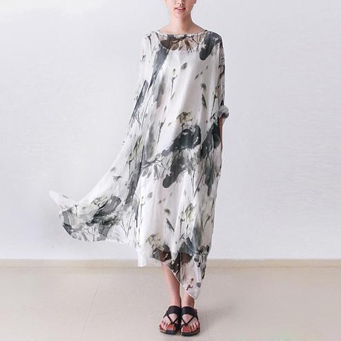Fall Flowy Chiffon Plus Size Maxi Dress