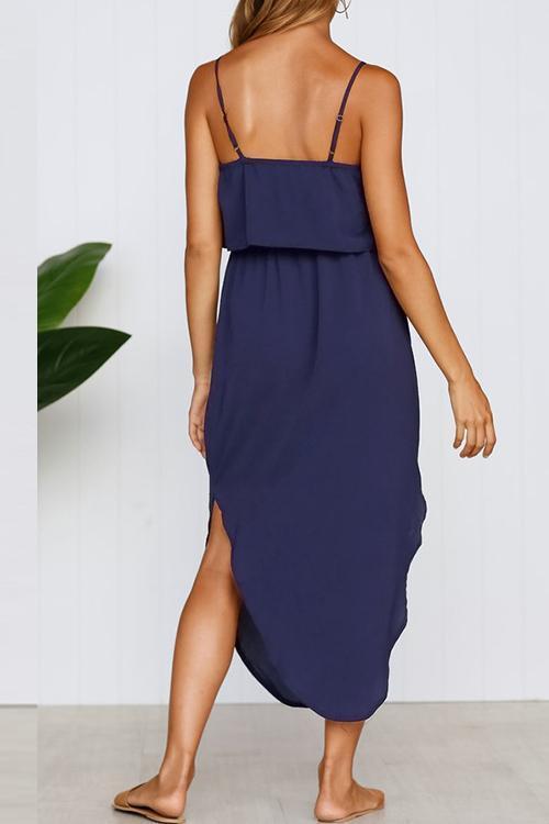 Florcoo Waist Strap Side Slit Fashion Dress