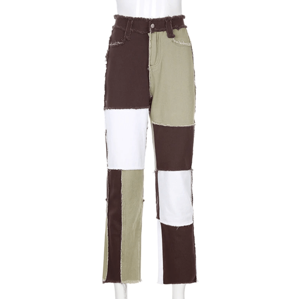 Kaylani Patchwork High Waist Street Jeans