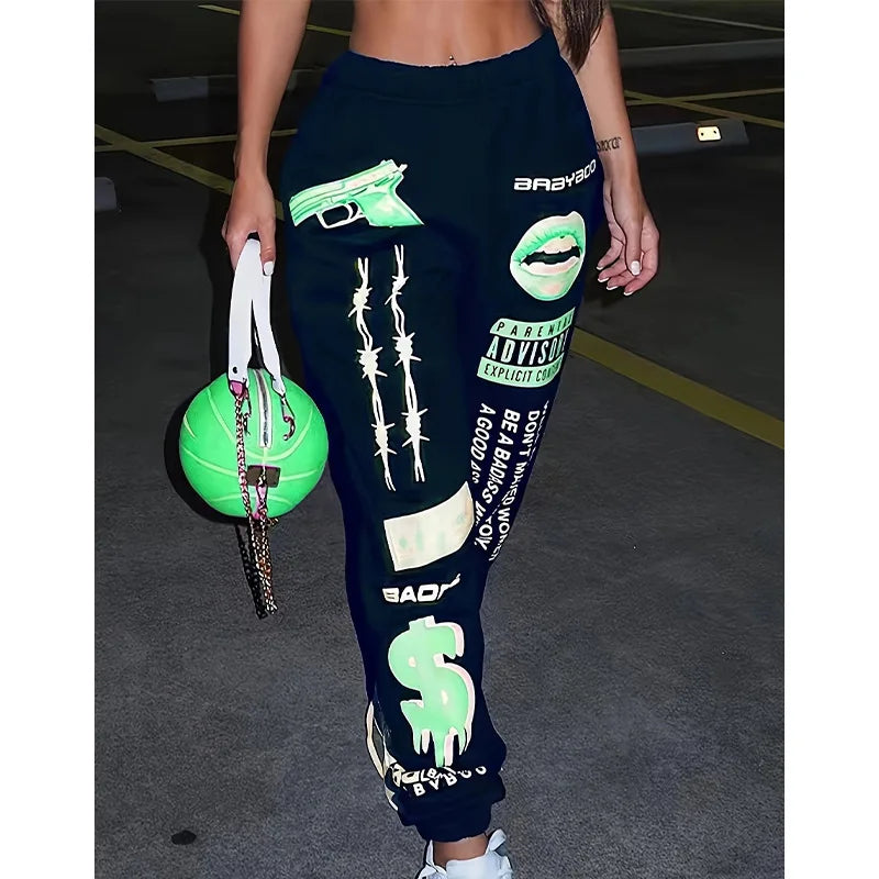 Summer Graphic High Waist Jogger Pants