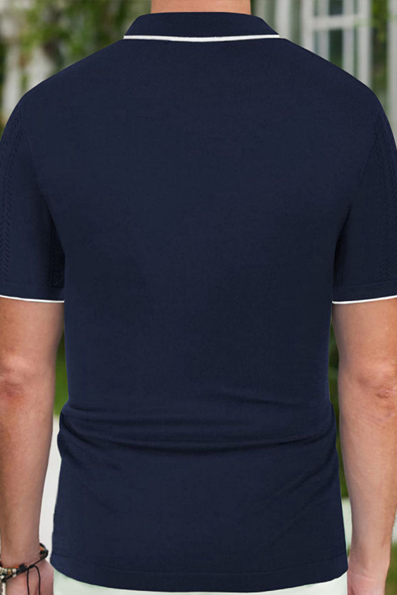 Uniqshe Men's Casual Short Sleeve Polo Cardigan for Summer