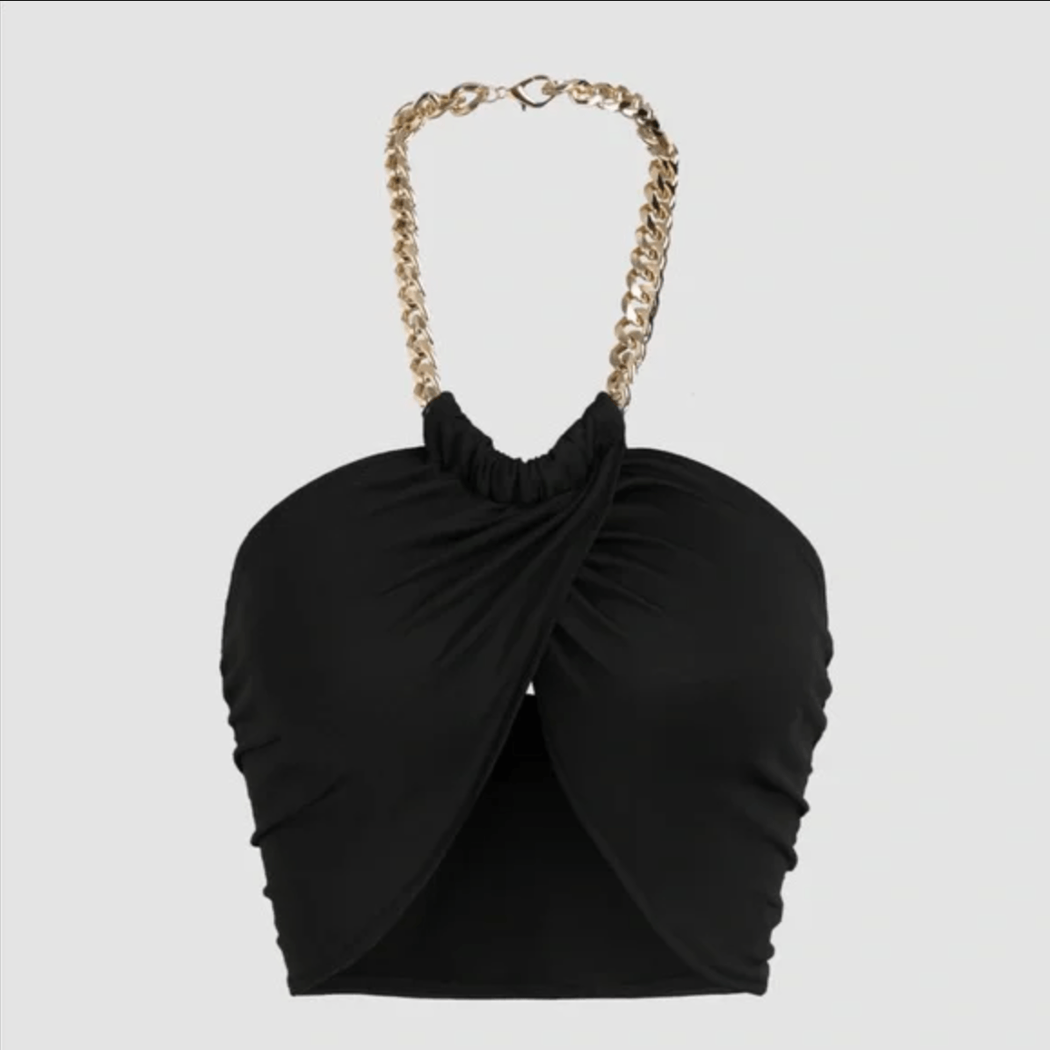 Panther Cropped Twisted Halterneck Chain Top