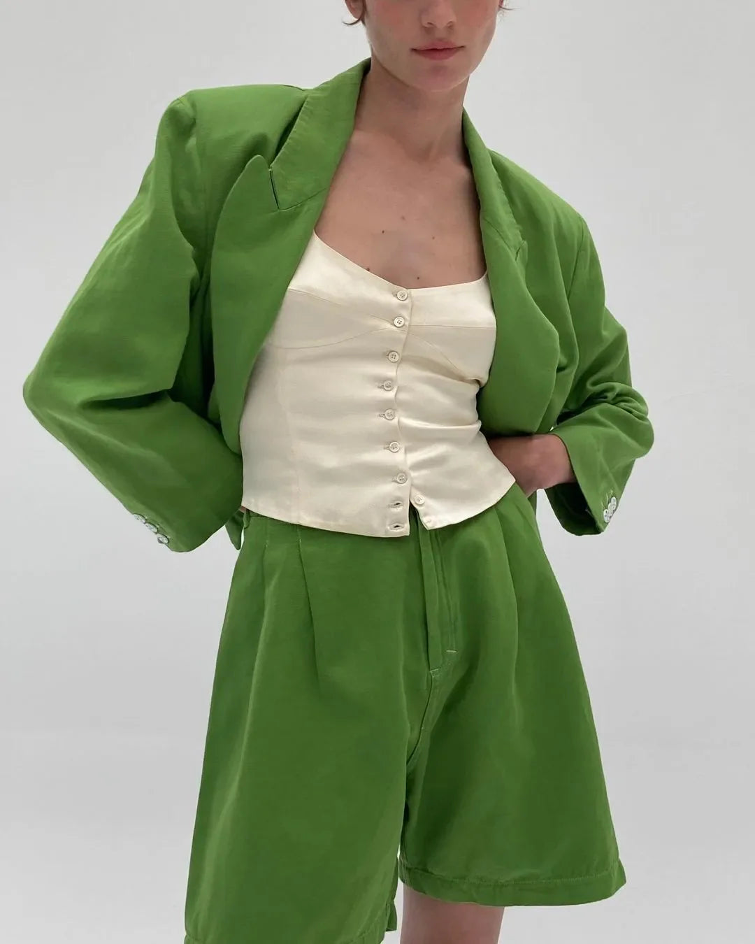 Satin Off-Shoulder Corset Crop Top