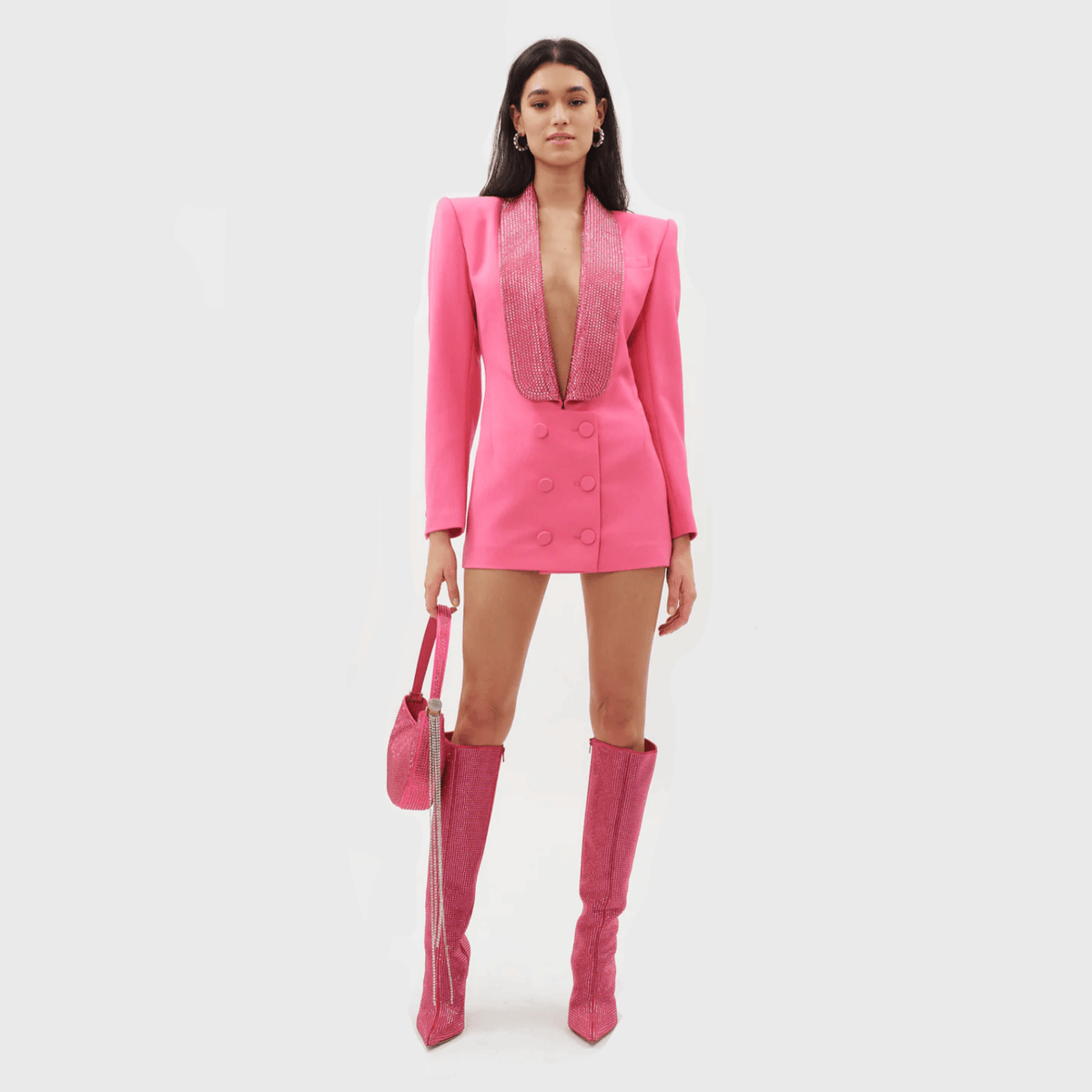 Sequin Shawl Lapel Double Breasted Long Sleeve Blazer Mini Dress - View 10