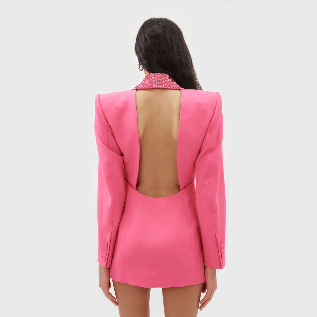 Sequin Shawl Lapel Double Breasted Long Sleeve Blazer Mini Dress - View 13