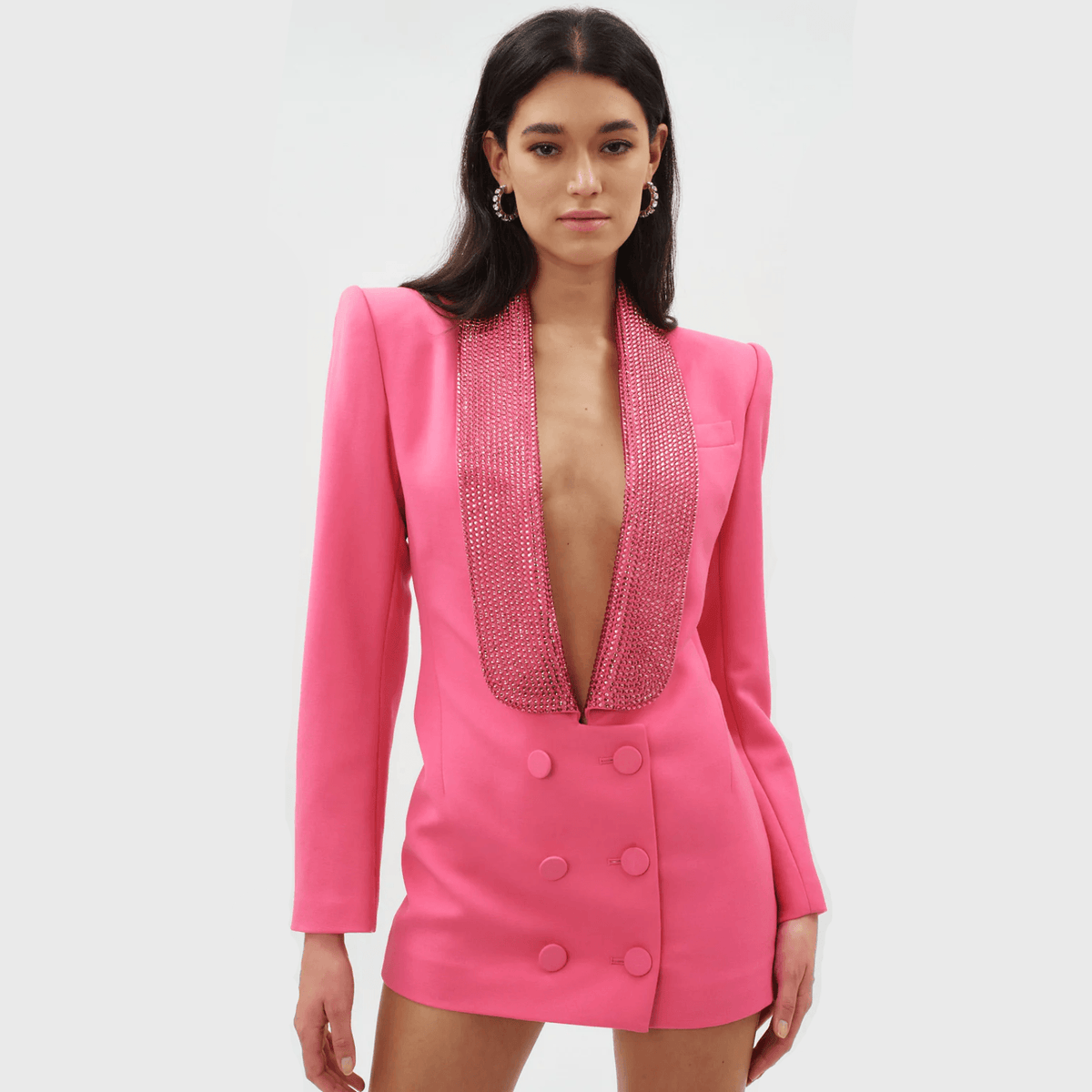 Sequin Shawl Lapel Double Breasted Long Sleeve Blazer Mini Dress - View 12