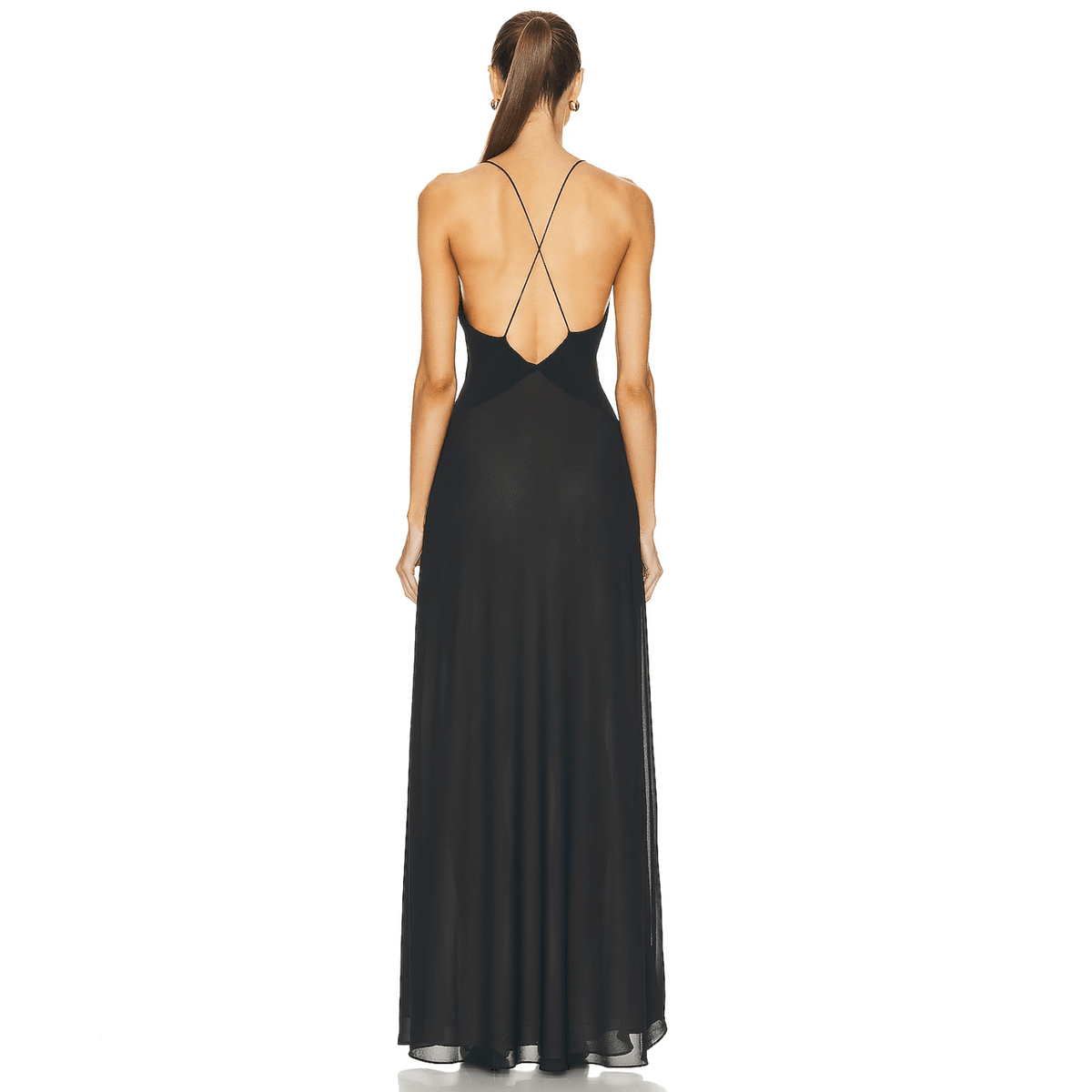 Deep-V Plunge Halter Rosette Backless Maxi Dress 8