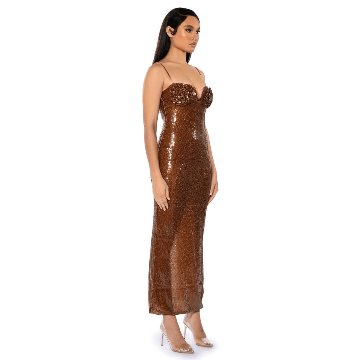 Sequin Ruched Bodycon Maxi Dress - View 11